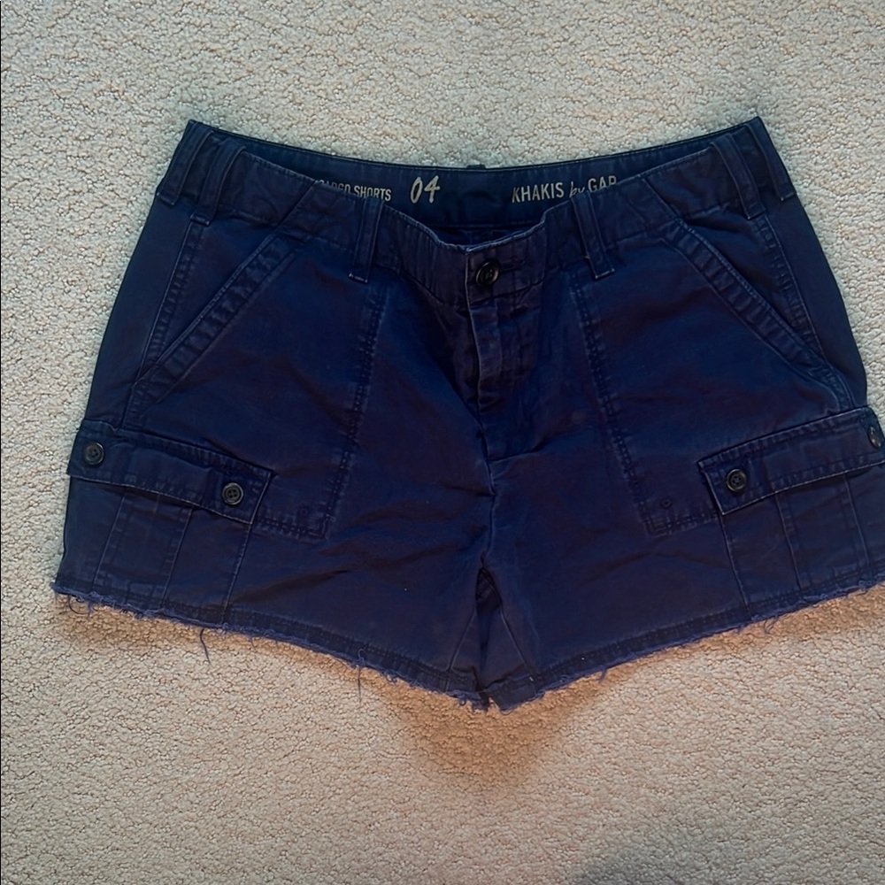 GAP Blue Cargo Shorts with Distressed Hem